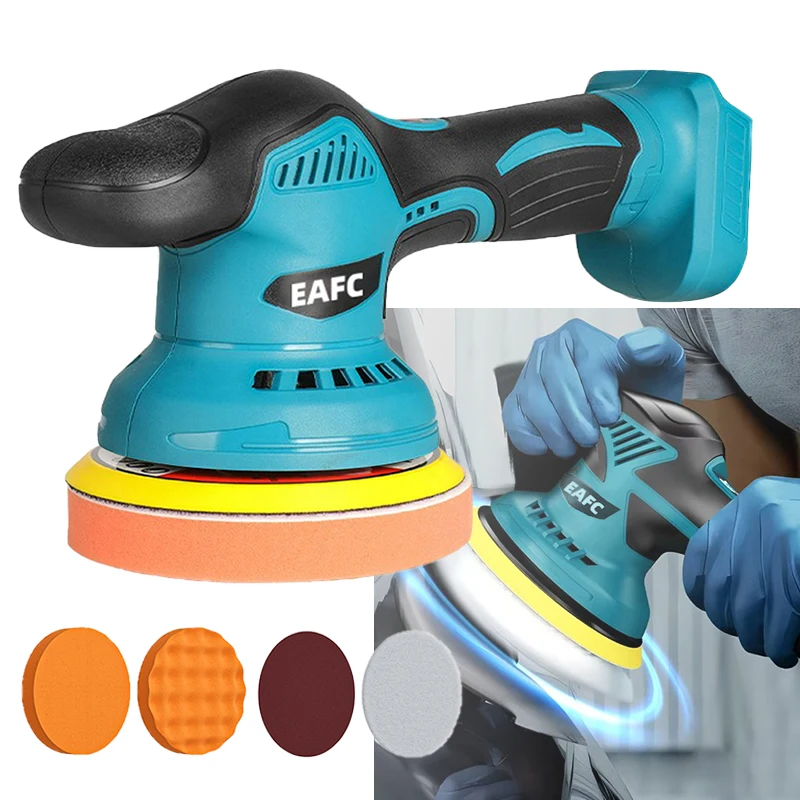 Car Polisher Cordless Polisher 6 Gears Adjustable Car Waxing Polishing Machine Metal Waxing Wood Sanding for Makita 21v Battery (No Battery)