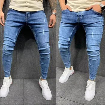 Jeans da uomo Pantaloni skinny casual Pantaloni in denim elasticizzato Pantaloni dritti slim fit maschili Jeans alla moda Pantaloni a matita Soild Abbigliamento uomo 1