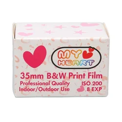 Durable Loving Heart Black and White Waterproof Camera Film - 35mm, ISO 200, HD Quality (8pcs)