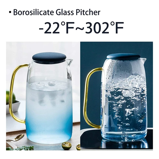 2X Glass Pitcher With Lid,Lemonade Pitcher,Tea Pitcher,Borosilicate Glass  Carafe,For Hot And Cold Water,Drinks,Wine,Tea - AliExpress