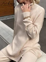 Autumn Winter Women's Sweaters Turtleneck Women Pulovers Side Split Knitted Jumpers Christmas Sweater Oversize Pull For Women - Image 5