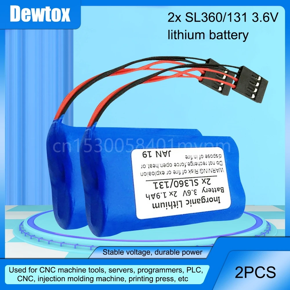 

2 шт., литиевые батареи 2x1.9Ah 2XSL360/131 3,6 В для Schneide Tsx17 SL360/13, батарея системы числового управления с разъемом