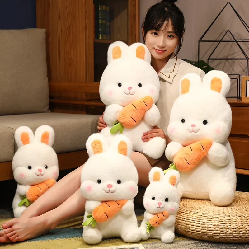Kawaii Carrot Rabbit Plush Toys Adorable Bunny Dolls Stuffed Pillow Soft Animal Cushion Girls Kids Birthday Christmas Gifts