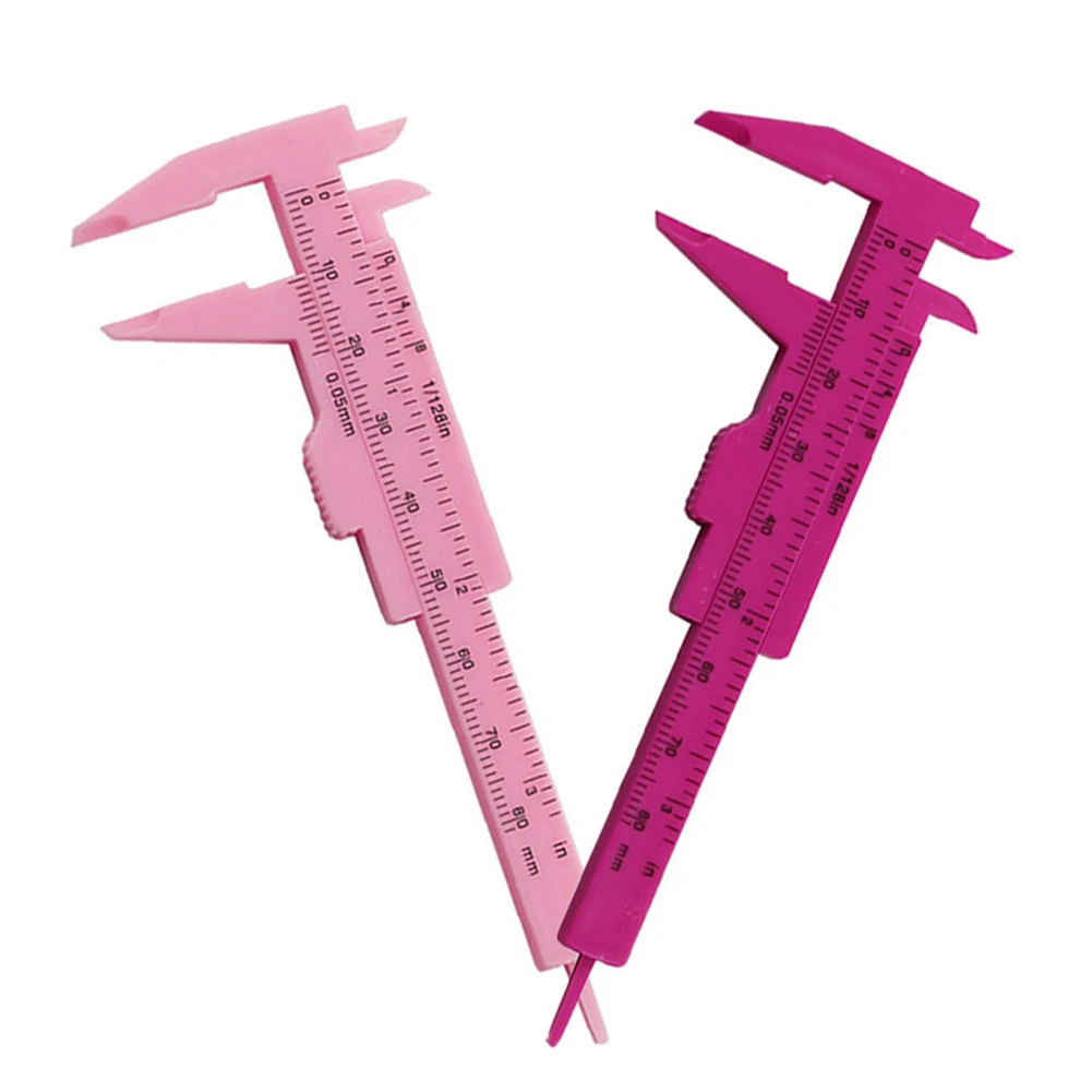Großhandel 0-80mm Rose Rosa Doppel Skala Schiebe Gauge Permanent Make-Up Werkzeug Tattoo Augenbraue Linie Lip Herrscher Für Tattoo messen – Detail 4