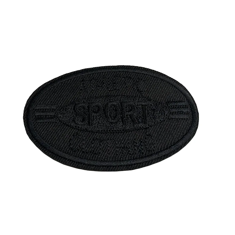 5/10Pcs Black Letter Sport Patches Ellipse Embroidery Patch For