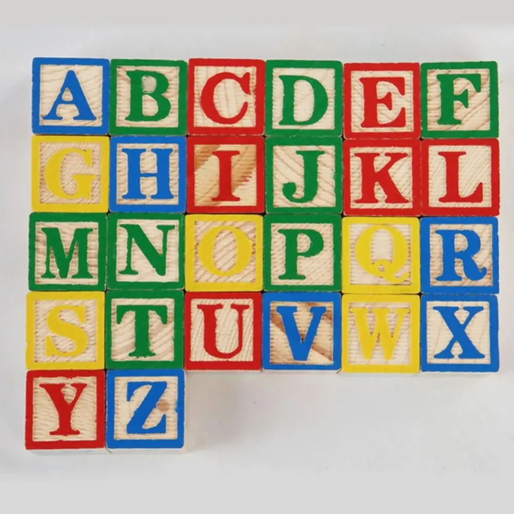 Cognition Learning Wooden Building Blocks Alphabet & Number Early Education Letter Cognitive Toys Cartoon ABC Letter