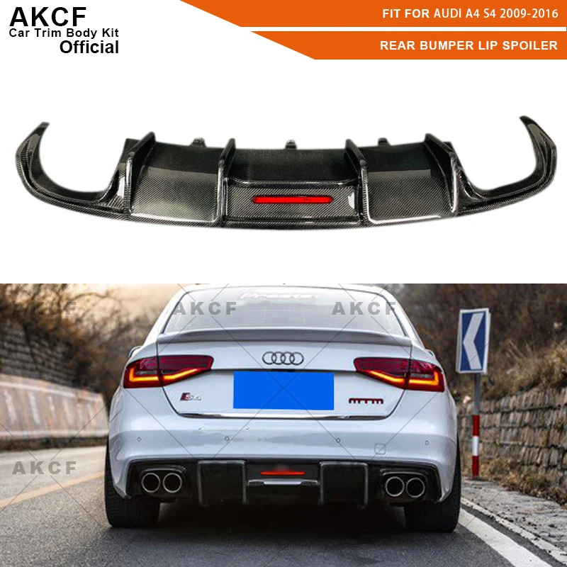 

Carbon Fiber Rear Bumper Diverter Lip Diffuser Cover Trim For Audi A4 S4 2009-2016 FRP Rear Bumper Lip Spoiler Splitter