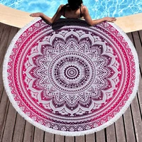Beach Leisure Resort Creative  Towel Microfiber Round Swimming  Mandala Yoga Mat Adult Large  Bath  2