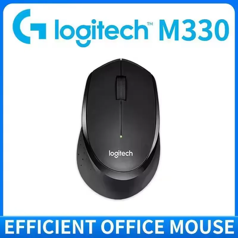 로지텍 M330 사일런트 플러스 무선 마우스 2.4G USB 수신기 인체공학적 디자인 부드러운 그립감 데스크탑 사무실 노트북 책상용