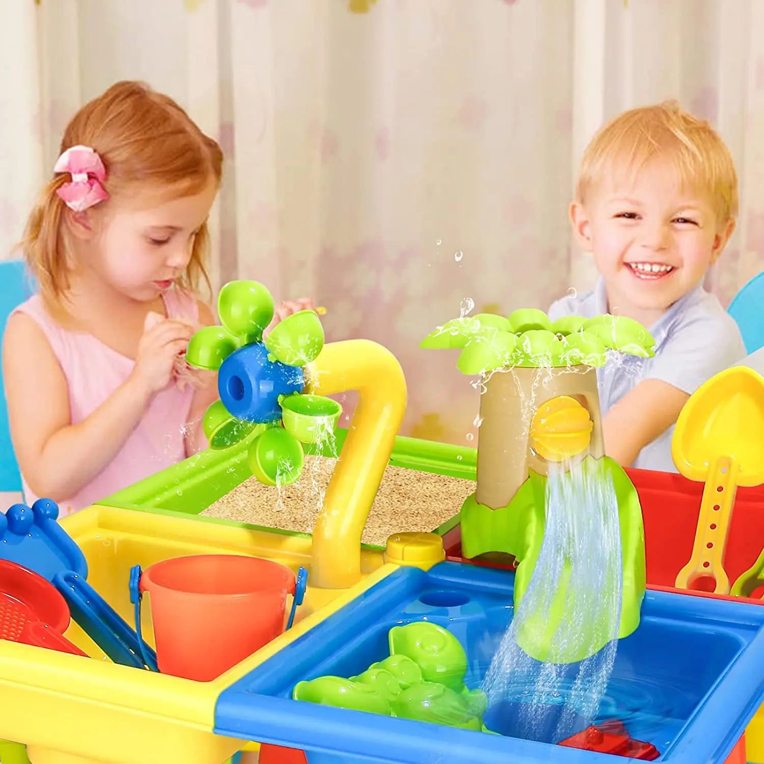 Beach Table Sand Play Toys Children Outdoor Games Baby Water Sand Dredging Tools Beach Table Play Sand Pool Set Toy for Kid Gift 4