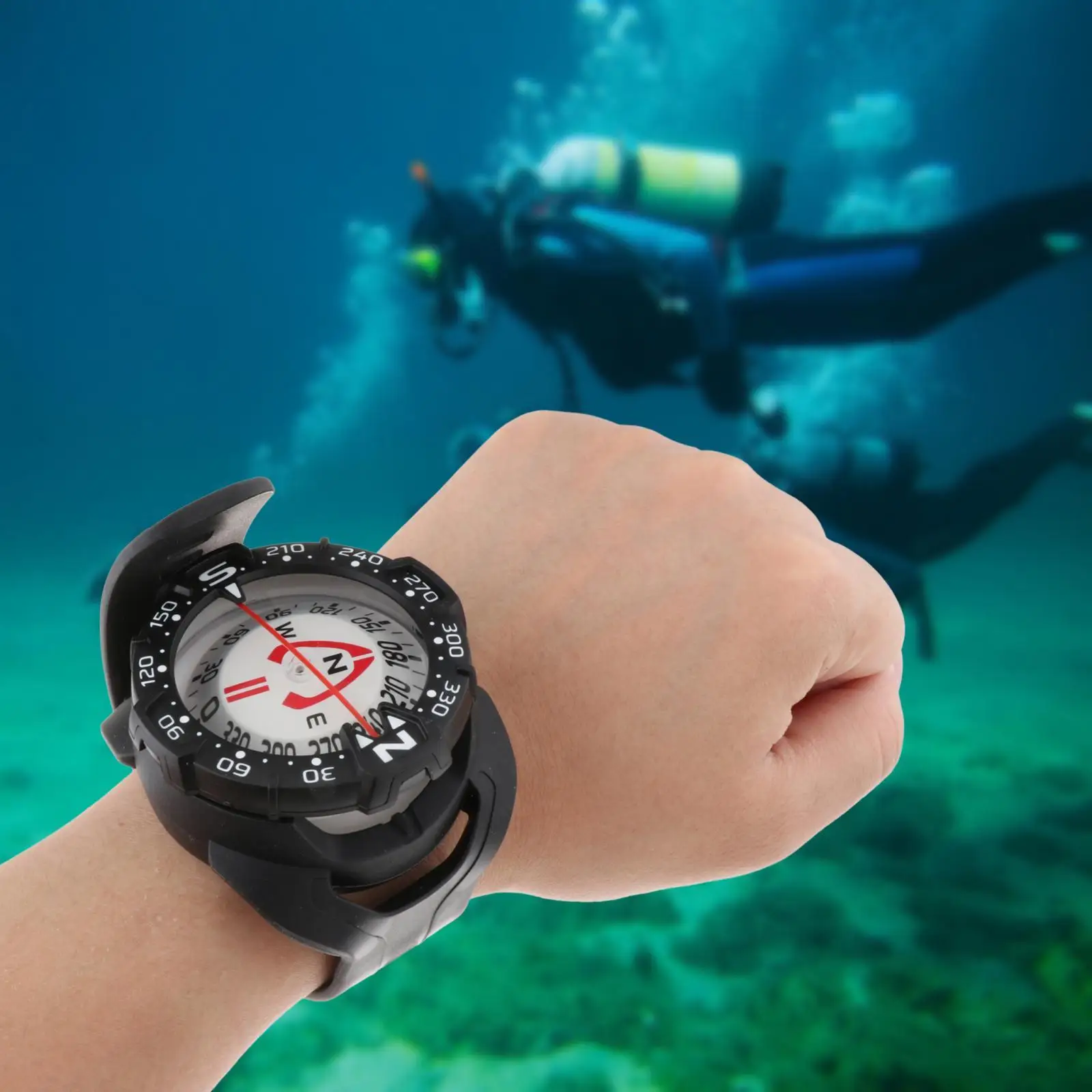 Underwater Compass Waterproof Compass Adjustable Wrist Compass Scuba Diving Compass for Survival Boating Outdoor Sports