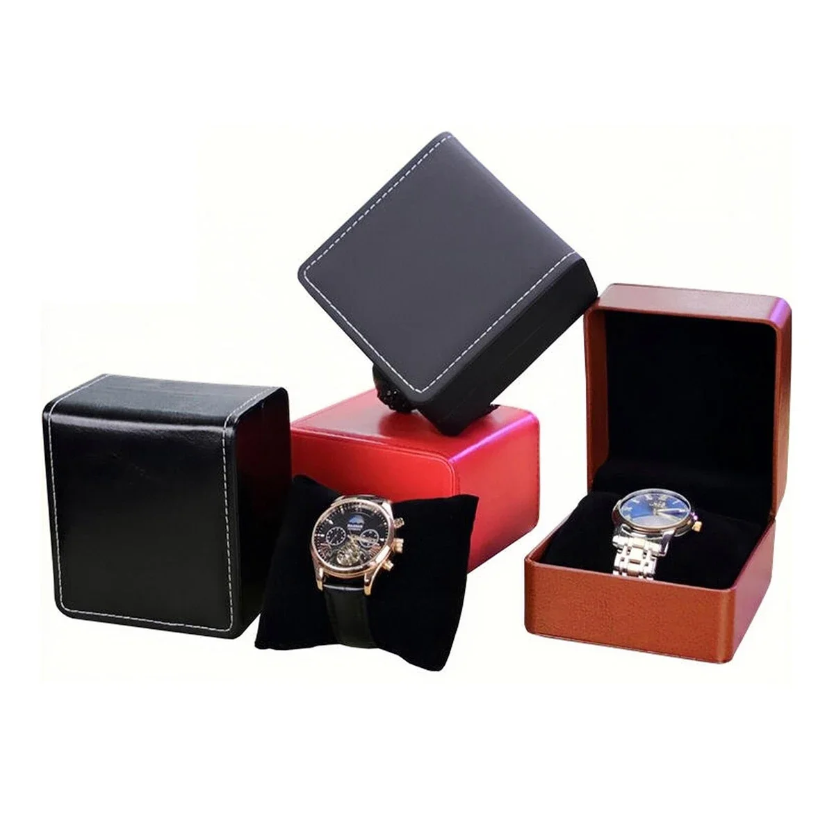 Watch Storage Box PU Single Watch Display Case Organizer Holder Travel Jewelry Organizer For Women Men Gift