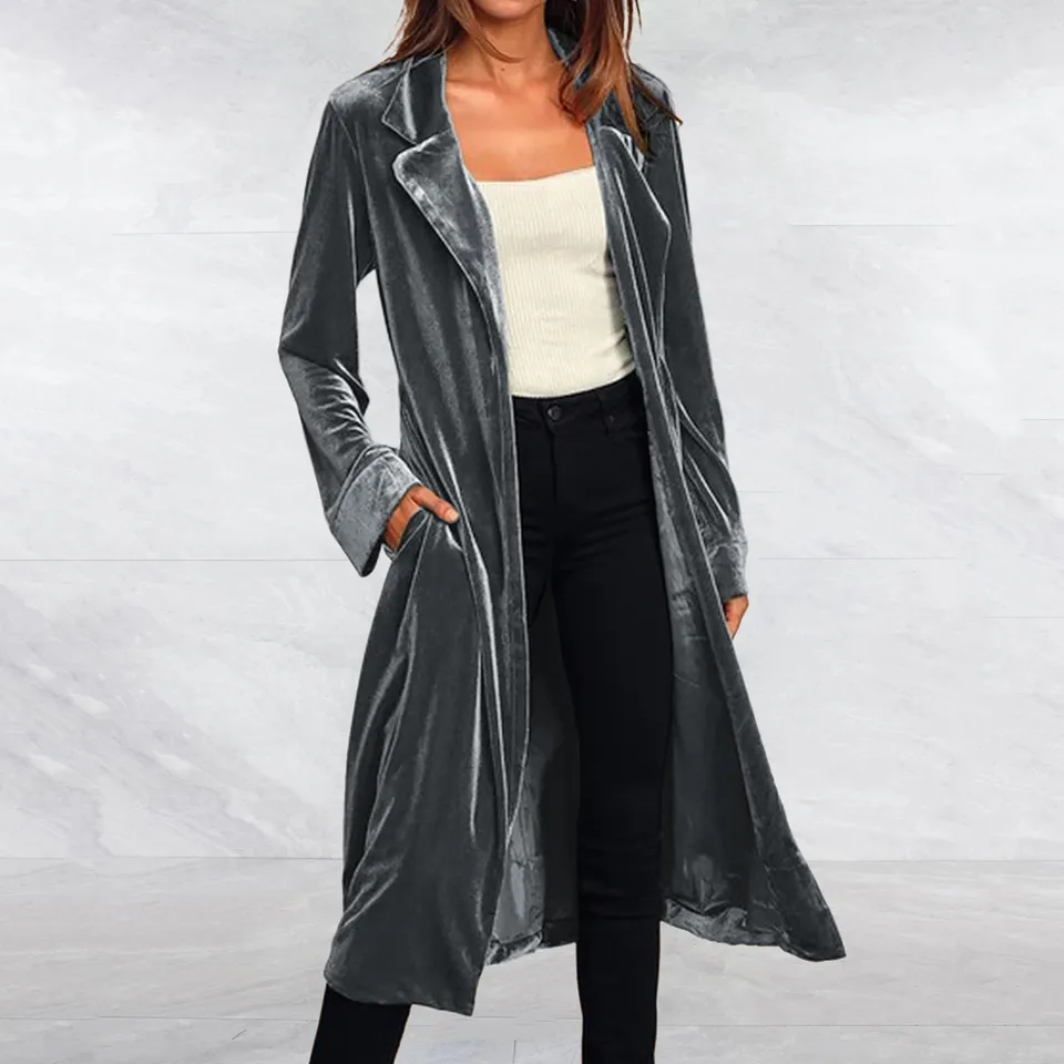 Velvet Long Coat Kimono Cardigan Women
