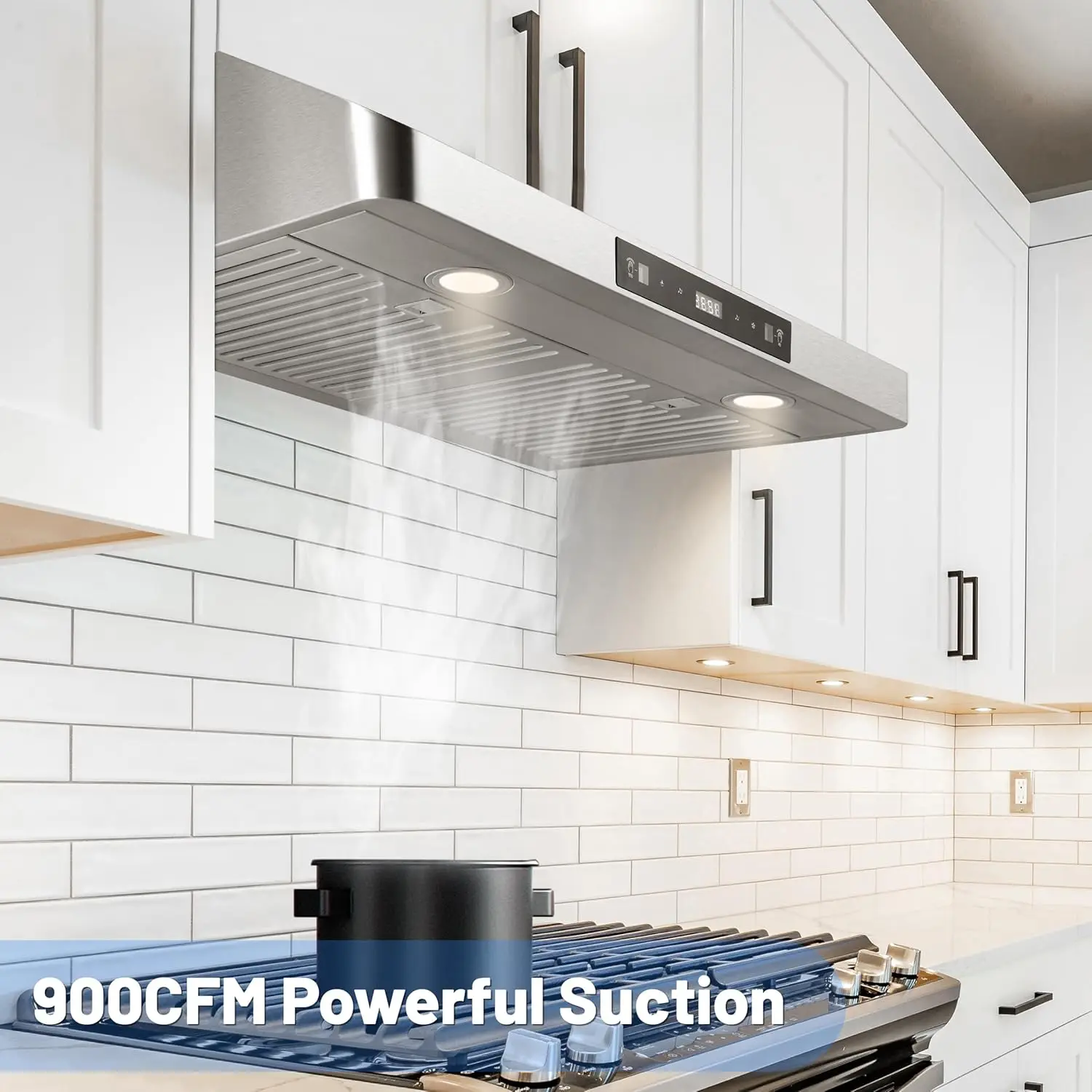 Range Hood 30 Inch 900CFM Under Cabinet Range Hood Kitchen Vent Stainless Steel Kitchen Stove Vent for Ducted