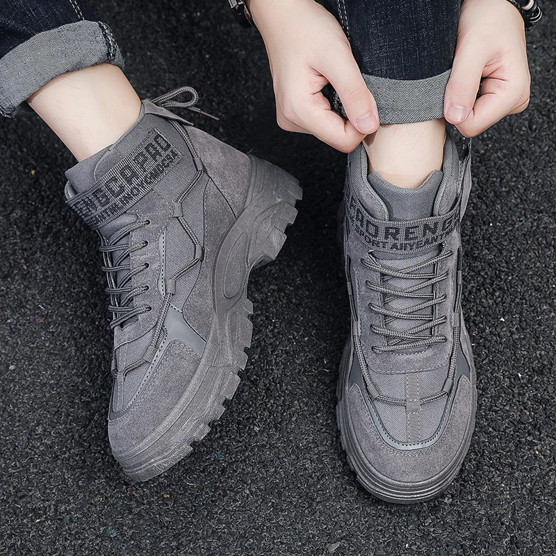 Men's Boots Fashion Platform Ankle Boots Outdoor Light Hiking Boots For Men Non-slip Desert Military Boot 2024 Winter Mens Shoes - 6