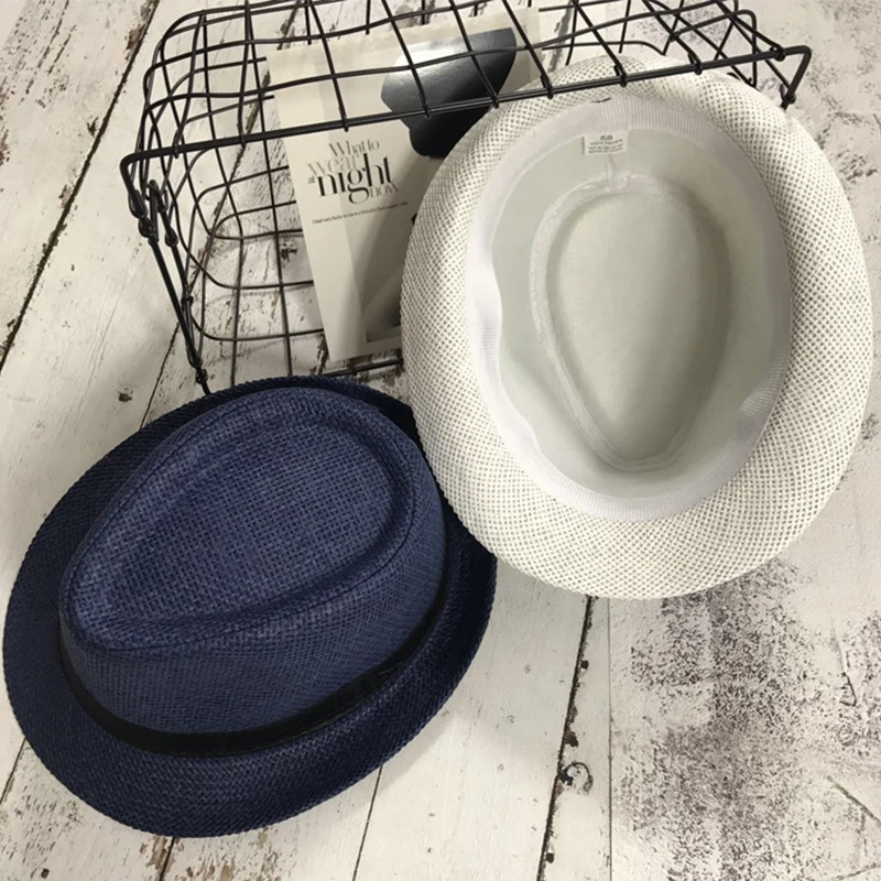 Fashion Men Straw Hat For Women Summer Trendy Beach Sun Hats Solid Color Fedoras Ribbon Casual Cowboy Jazz Cap Gangster Cap Male - Image 3