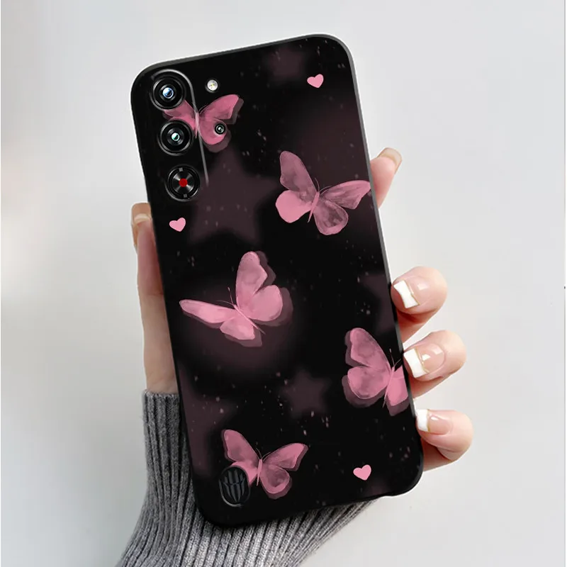 Soft Silicone Black Shell with Cute Flower Design - Protective Case
