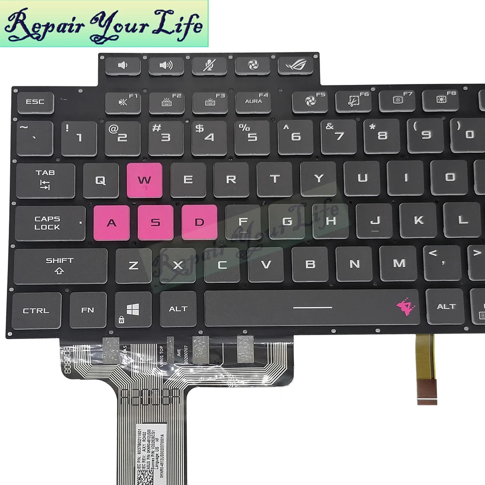 Teclado Retroiluminado do Portátil dos Eua G513 Asus Rog Strix G15 G513q G513qm G513qy Gl543 Inglês 0kbr04810us00 4812us00 4814us00 - Imagem 2