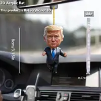 2d New Cute Cartoon Trump Necklace Pendant Acrylic Flat Car Pendant Keychain Pendant 1