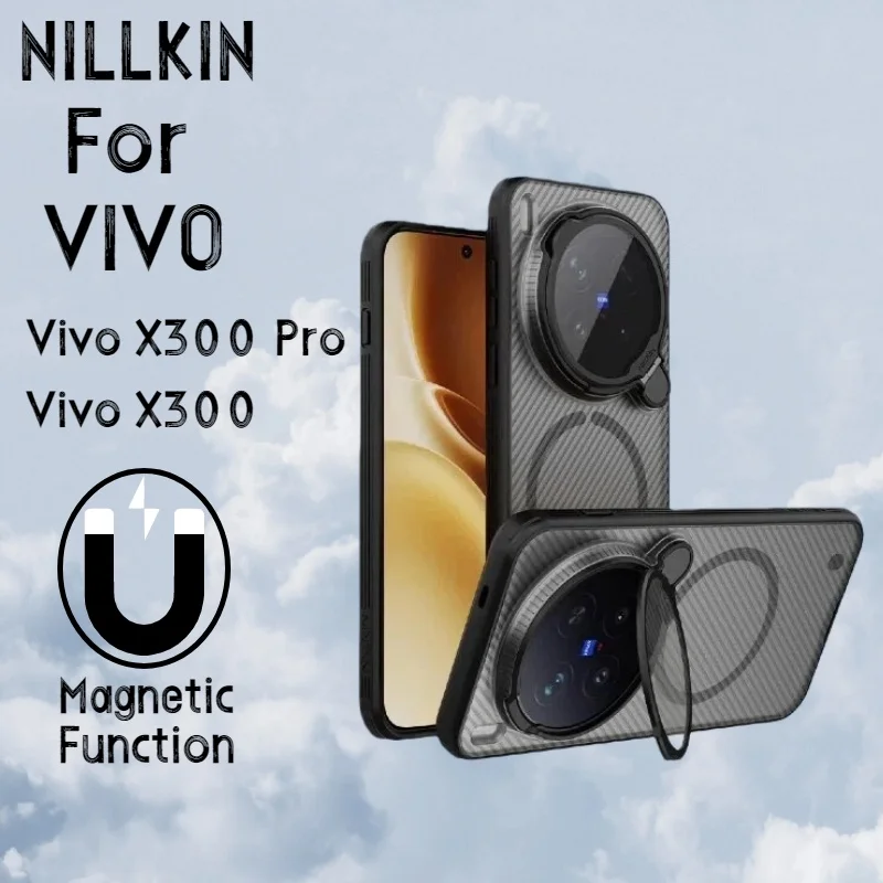Para Vivo X300/X300 Pro, funda magnética NILLKIN CamShield Prop, soporte para teléfono con cubierta de lente abatible, Compatible con MagSafe, Airbag de 4 esquinas