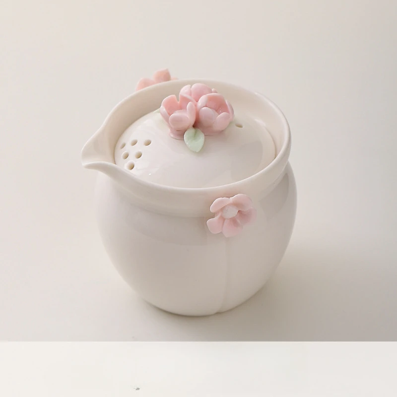 

Женский керамический чайный горшок, розовый дорожный Экспресс-сервиз, портативный уличный чайный набор