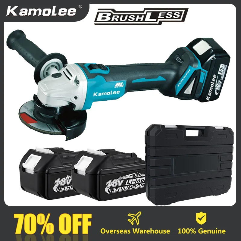 Kamolee 125Mm 5 Pollici 18500Rpm Smerigliatrice Angolare Senza Spazzole Senza Fili Taglio A 4 Velocità Compatibile Per Batteria Makita 18V