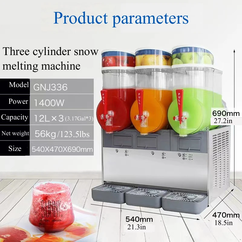 Commercial 3*12L Ice Cream Slash Soda Pupi Fruit Snow Bras Small Slush Machine Margarita Slush Maker Frozen-coke-machine 3