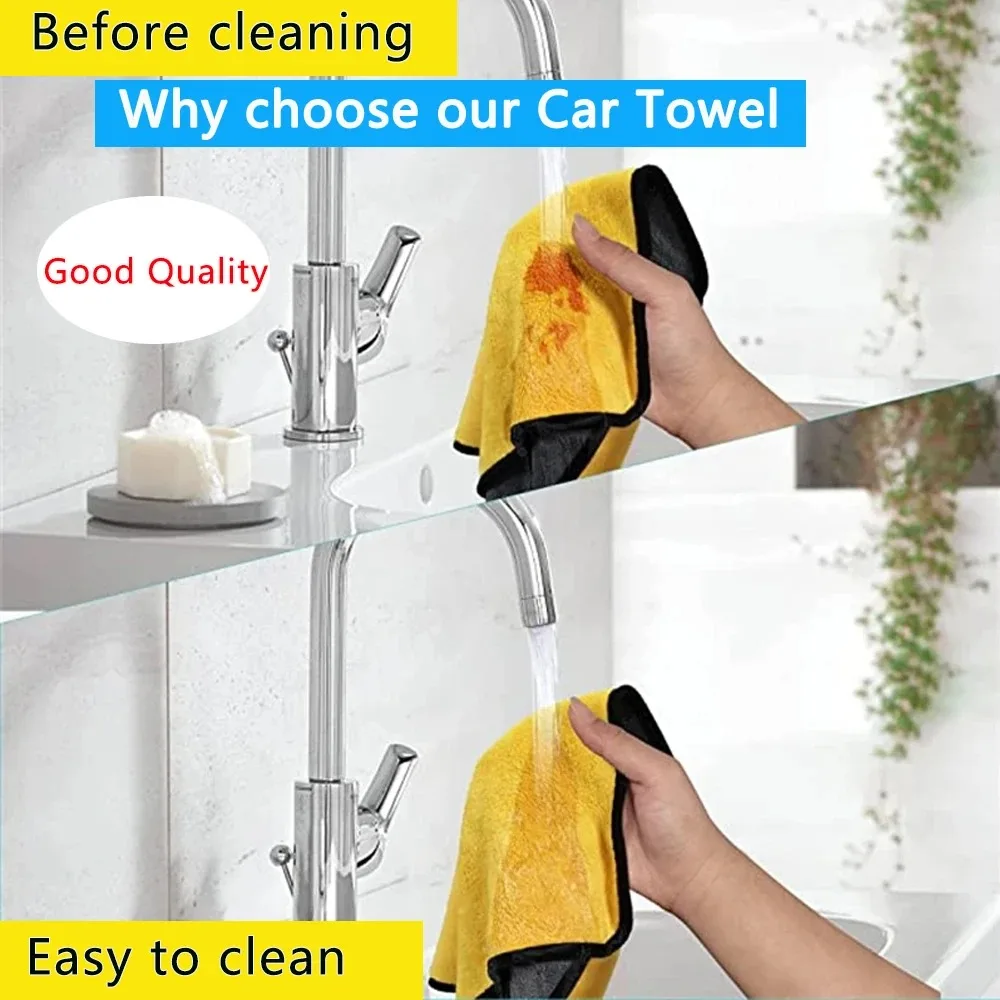 Cleaning cloth 3/10/40Pcs Car Cleaning Towel Thickened Absorbent Car Wash Professional Cleaning Cloth Ultrafine Fiber Multifunctional Cloth