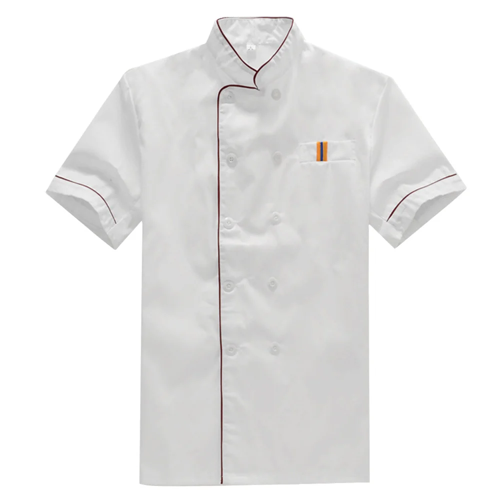 

Chef Coat Uniform Catering Jacket Clothing Casual Mens Jackets White Men Short Sleeve Executive Service Loose Costume Food