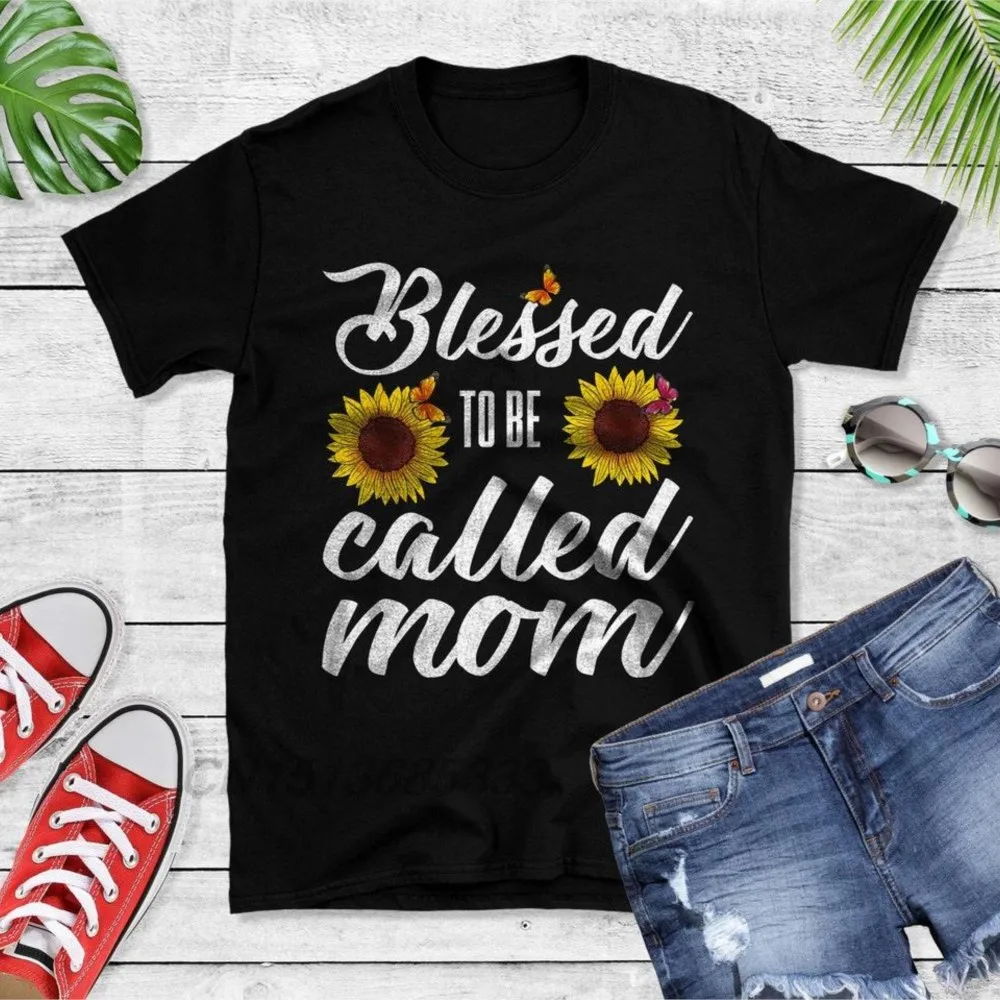 

Sunflower Blessed To Be Called Mom Unisex Printed T-shirts Jesus Is My Savior Cats Women Retro TShirts Do Taxes For Tacos Tops