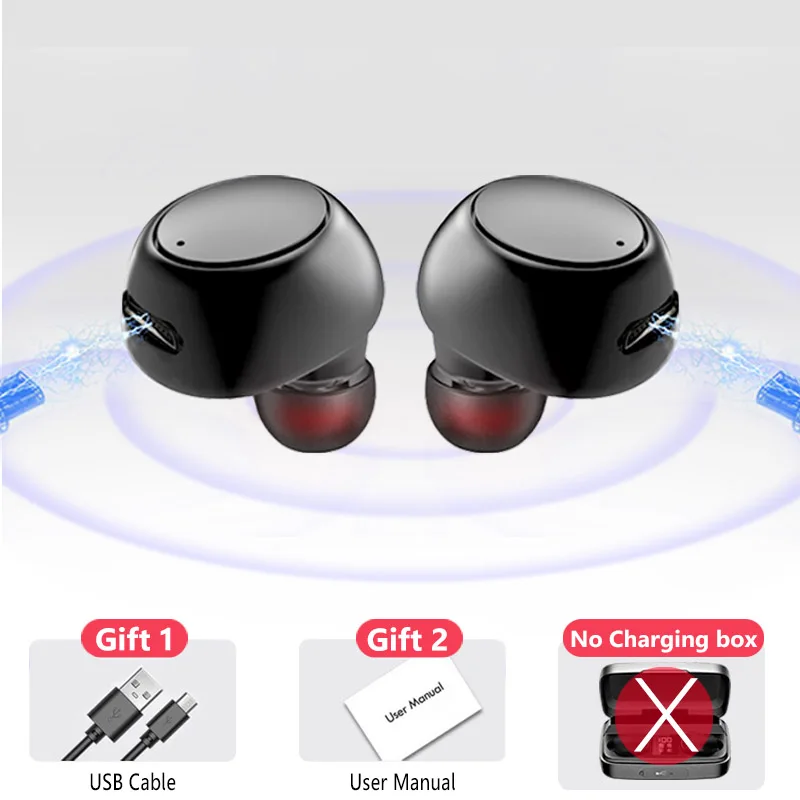 TWS Wireless Earphones Bluetooth Headphone 2 Speakers Bass Stereo Earbuds HD Noise Reduction Sports Waterproof Headsets With Mic 