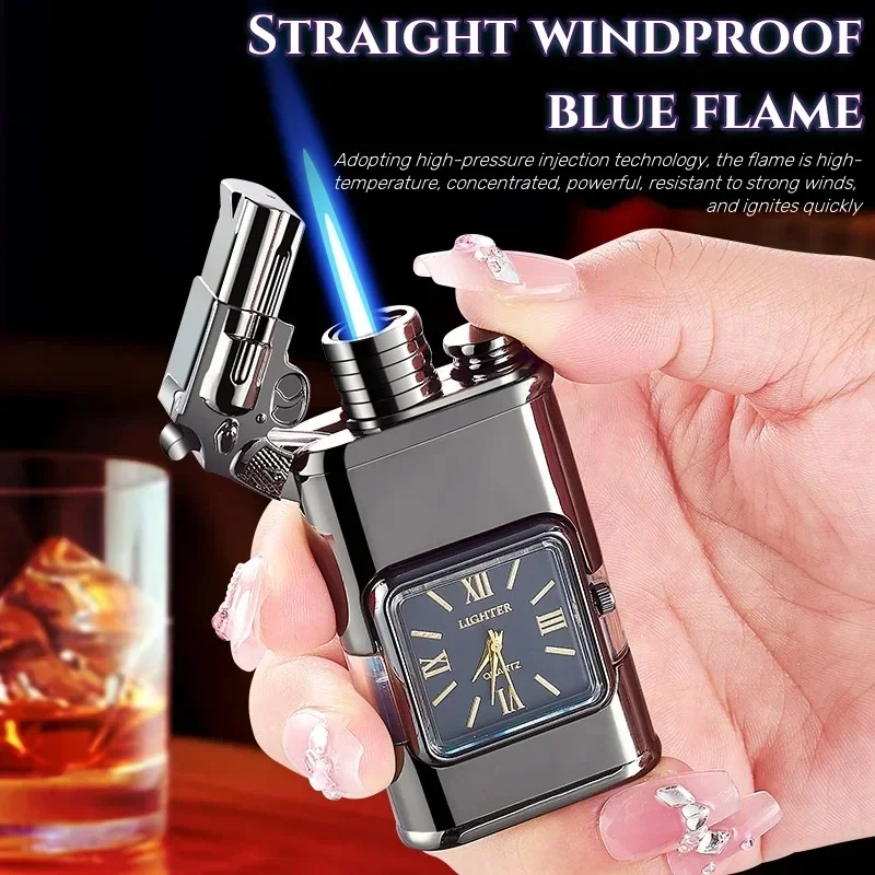 

New Dial Windproof Dual Flame Butane Gas Turbine Torch Lighter 2024 Fashion Hot Selling Lighter for Men's High-end Gift Smoker