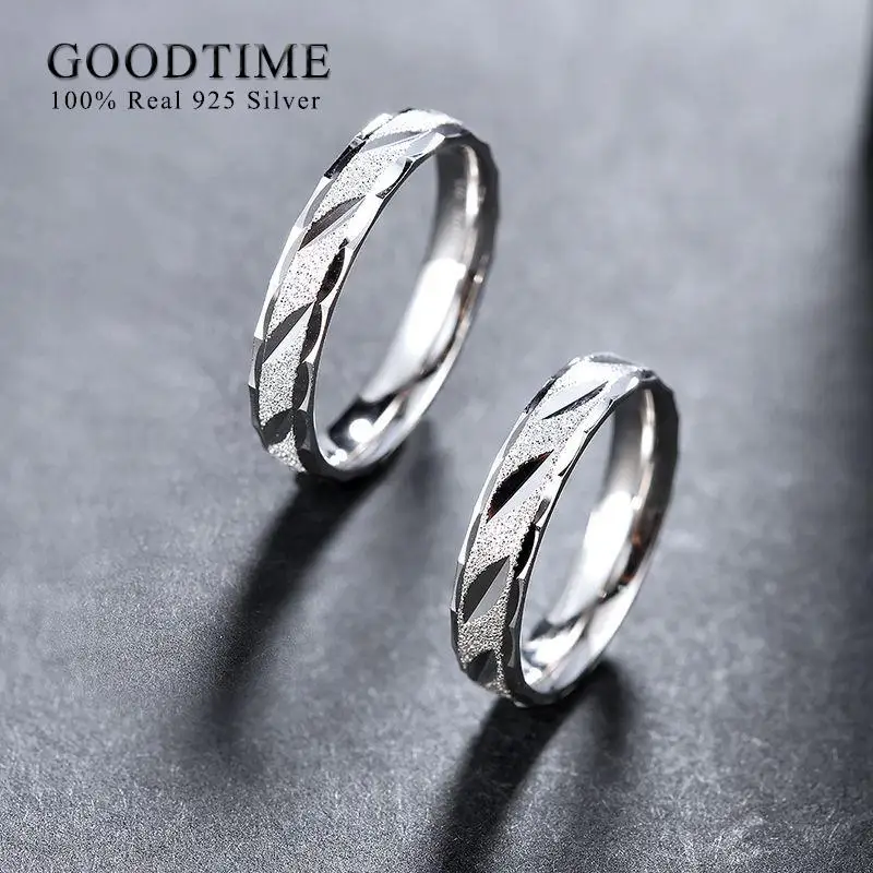 Trendy Pure 100% 925 Sterling Silver Wedding Ring Frosting 1 Piece Egagement Band For Couple Anniversary Jewelry For Woman Man 3