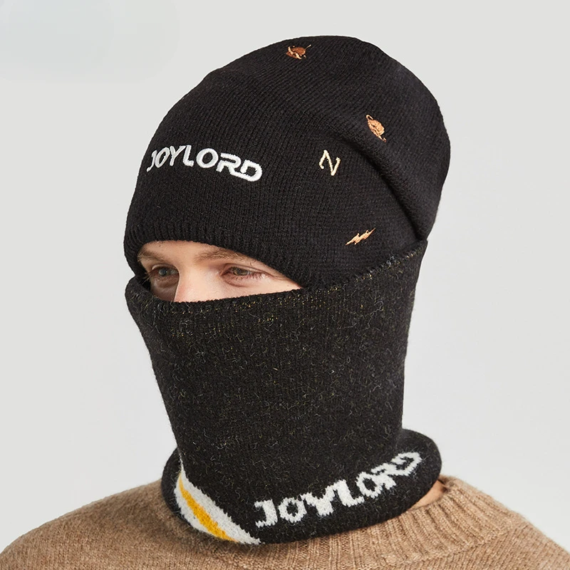 9108 Autumn an Winter New Woolen Men's Versatile Plush Knitte Hat Embroiere Letter Warm Pullover Cap Parent_voghion.com