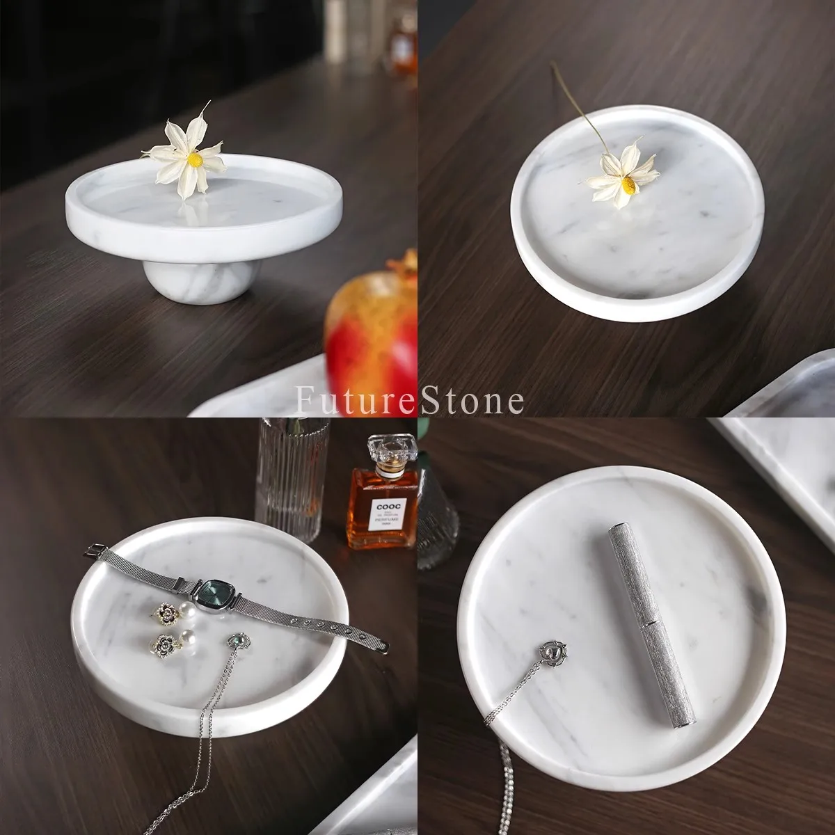 Simple Style Perfume Storage Tray Marble Material Round Light Luxury Home Decoration Art Photography Prop Jewelry Display Tray 5