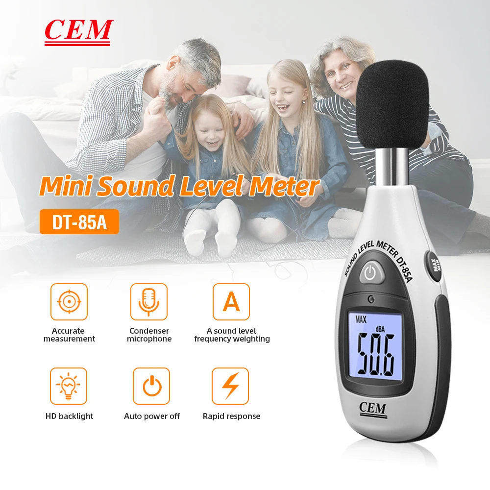 

CEM DT-85A 35 to 130dB With A Weight Cheap Pocket Size Digital MINI Sound Level Meter Price