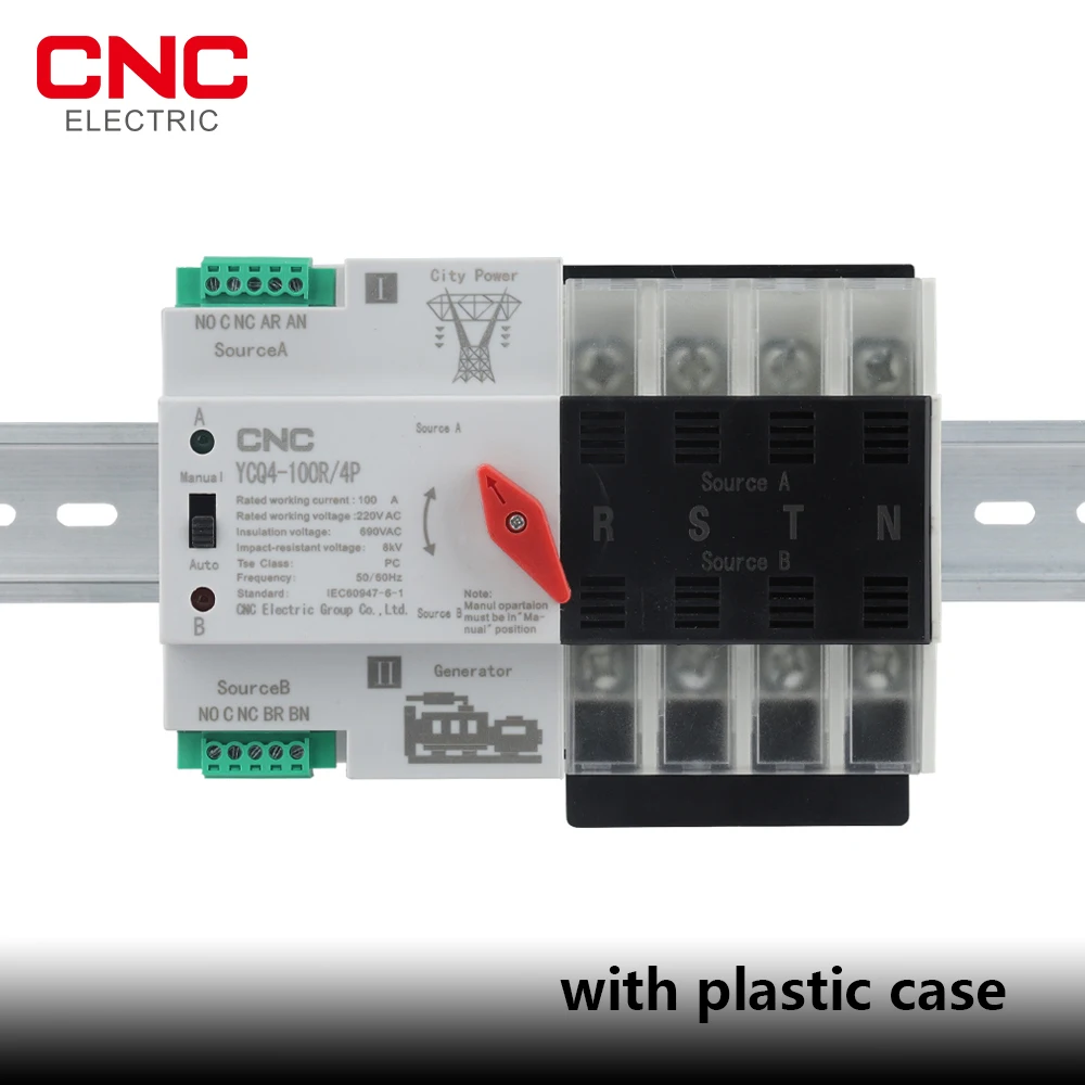 Interruptor de Transferência Automático 50 60hz do Interruptor de Transferência Automático do Agregado Familiar do pc do Ats 220v do Cnc 220v 100a