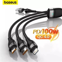 Baseus Cabo USB Tipo C 3 em 1 - 100W de Potência