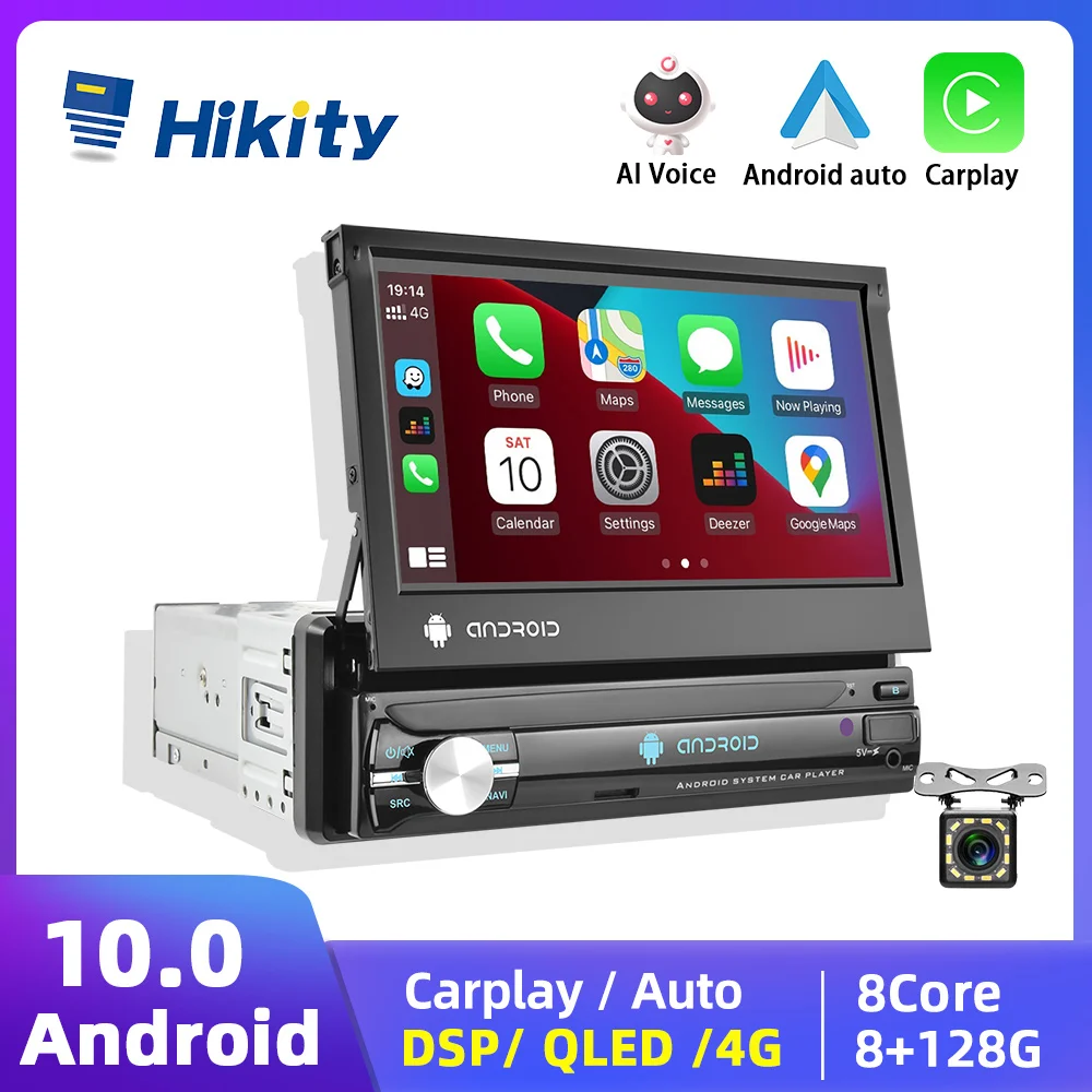 Hikity Autoradio 1DIN Android avec 7 Pouces Écran Tactile Manual  Retractable Poste Radio Voiture GPS avec Ecran Main Libre WiFi USB SWC TF  AUX Caméra de Recul : : High-Tech