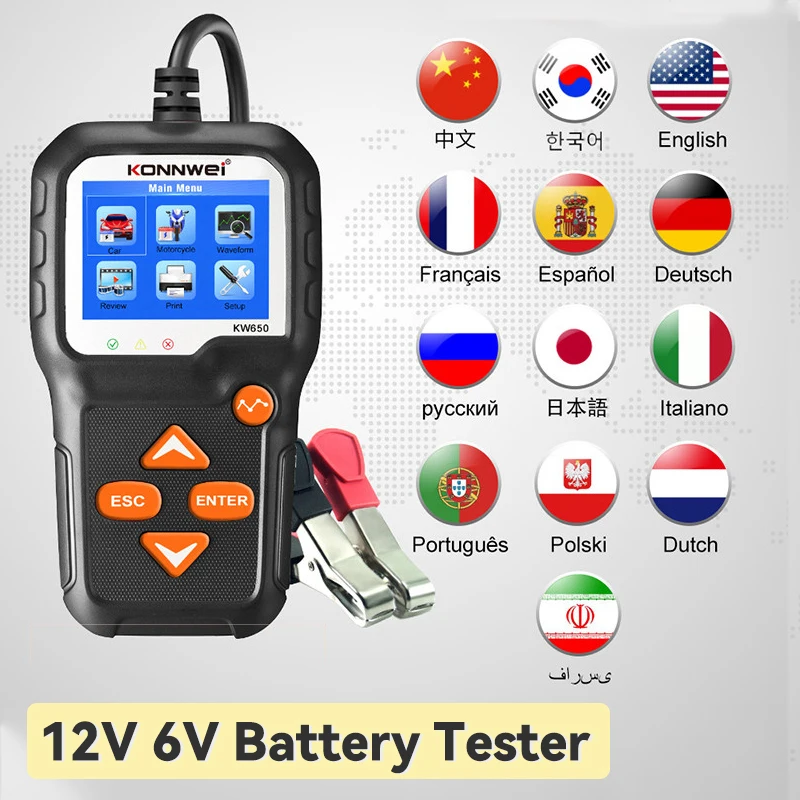 

CODASH Car Battery Tester 12V 6V Motorcycle Auto 2000CCA Charging WaveformsTest Tools Battery Analyzer Test Tool Digital Tester