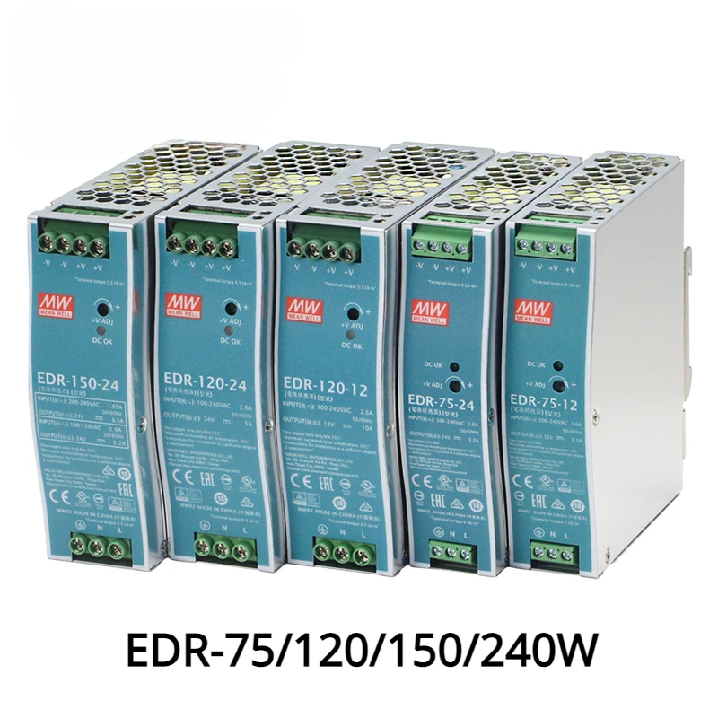 

Rail mounted switch power supply EDR-75 120 150 240W-12 24V output industrial DIN rail