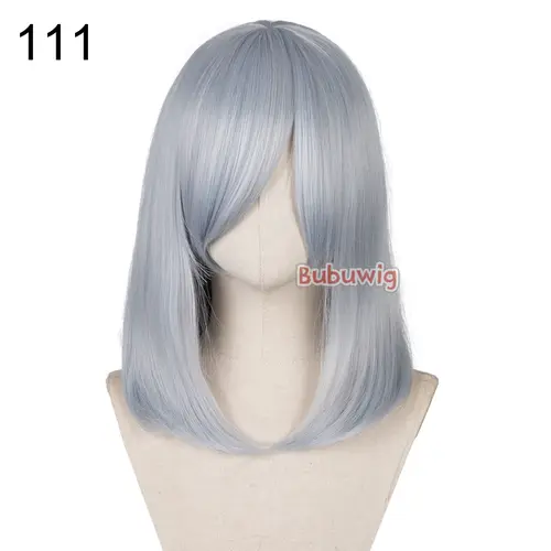 Bubuwig Synthetic Hair Over 100 Colors Fashion Classic 40cm Long Straight Anime Cosplay Wigs Pure Color Black Wig Heat Resistant - Image 13