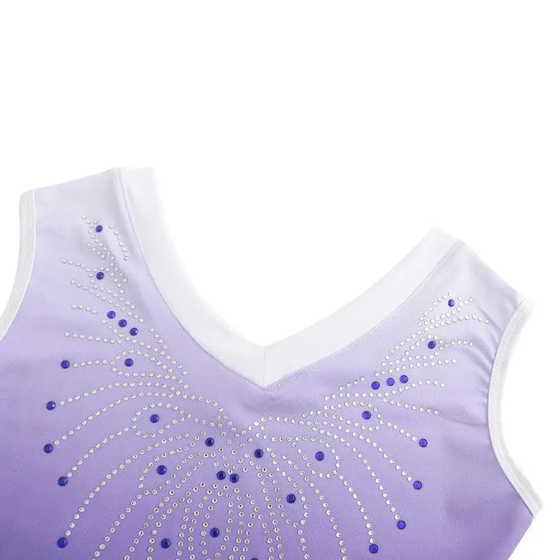 Kids Dancing Leotard Sleeveless Shoulder Diamond Bright Spotted Body Suit Ballet Gymnastics Dance Practice Clothes