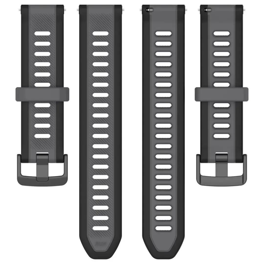 Dual Color Silicone Sports Strap Bracelet, 18-22mm