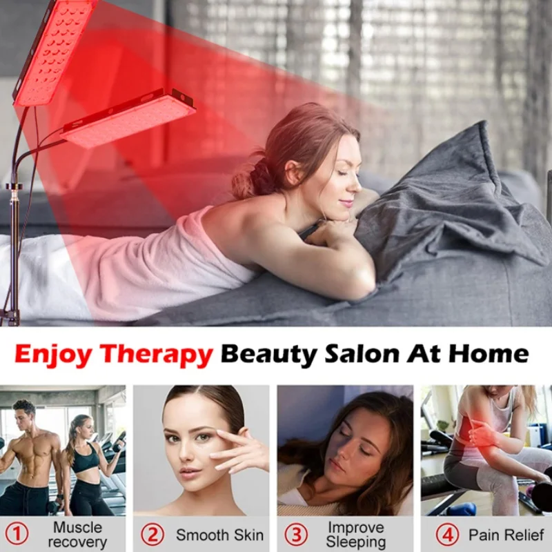 LED Red Light Therapy Lamp Infrared Light Therapy with Stand 660nm Redlight and 850nm Near Infrared Device for Skin Care