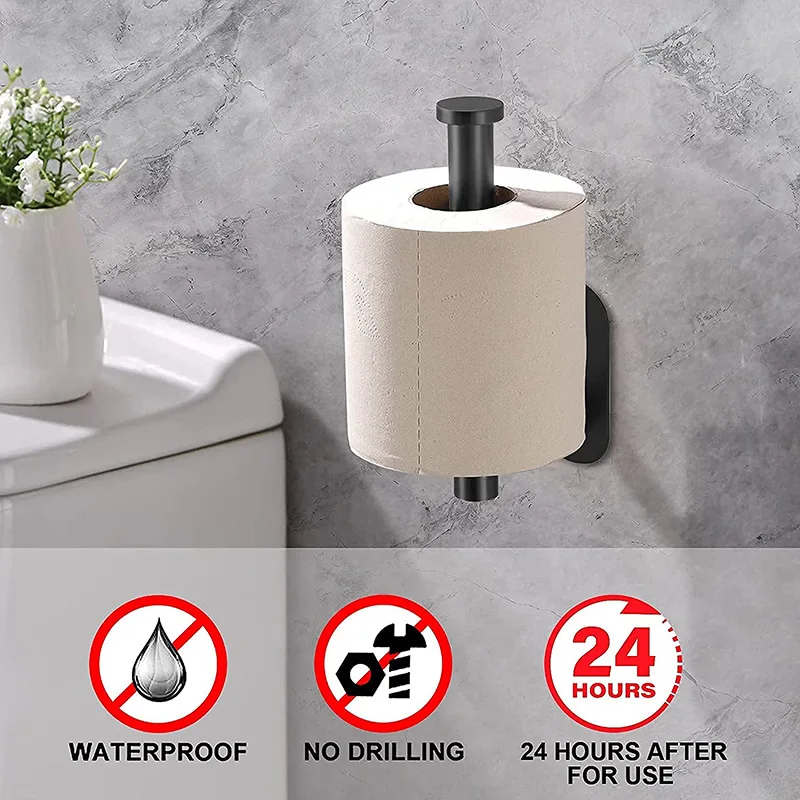 Wall Mounted Toilet Paper Holder Rustproof Anticorrosion Stainless Steel Bathroom Kitchen Roll Paper Toilet Holder No Punching