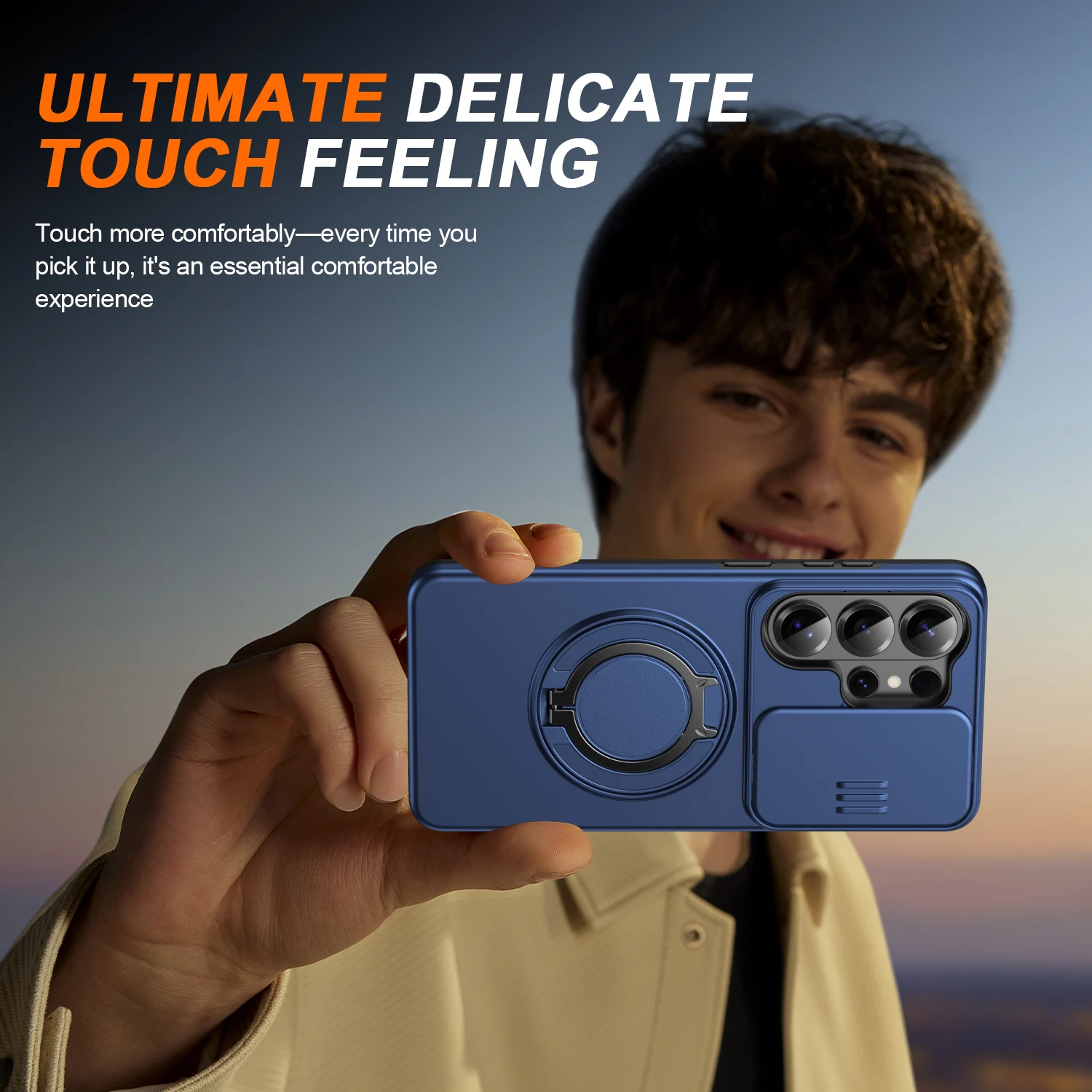 360° Rotating Shockproof Magnetic Stand Phone Case with Slide Camera Protection Cover