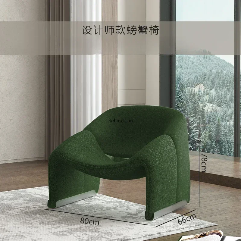 Creative Light Luxury Single Person Leisure Sofa, Simple and Modern Internet Celebrity Nordic Cream Style Lamb Plush Chair