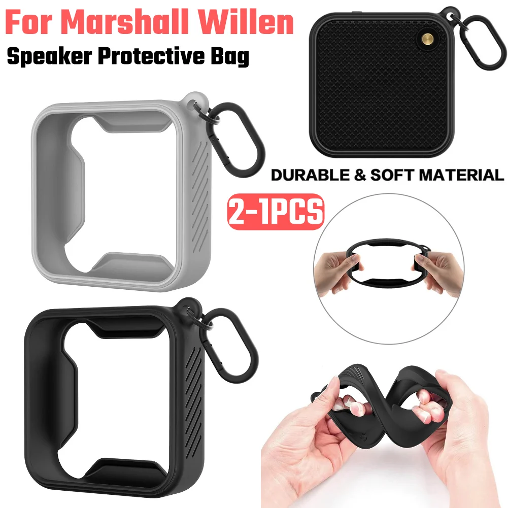 Silicone Portable Speaker Protective Cover - Shockproof, Anti-Fall with Metal Hook