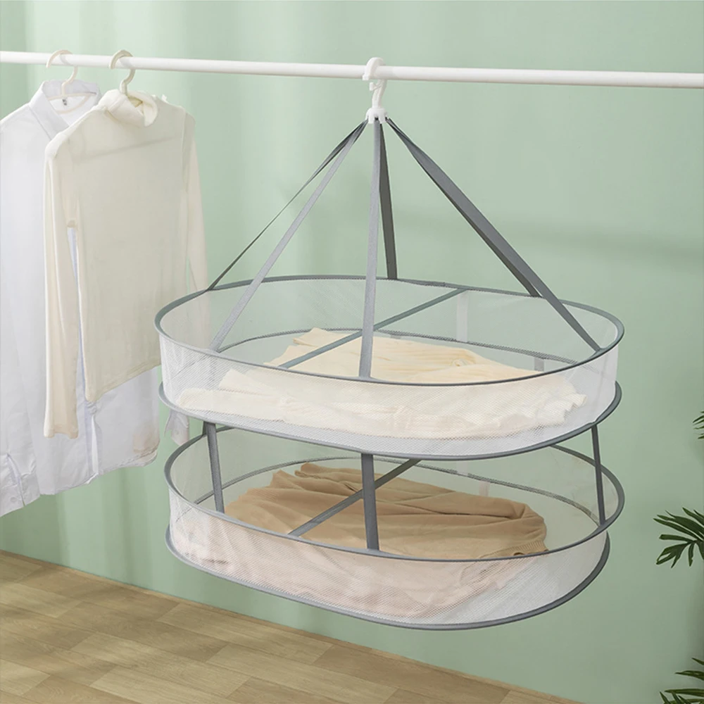 1/2 Layer Drying Net Drying Basket Household Folding Clothes Network Sweater Blouse Anti-deformation Herb Drying Rack 3